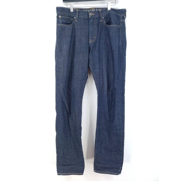 American Eagle Slim Straight Jeans Men's Size 32/32 Dark Wash - Picture 1 of 6